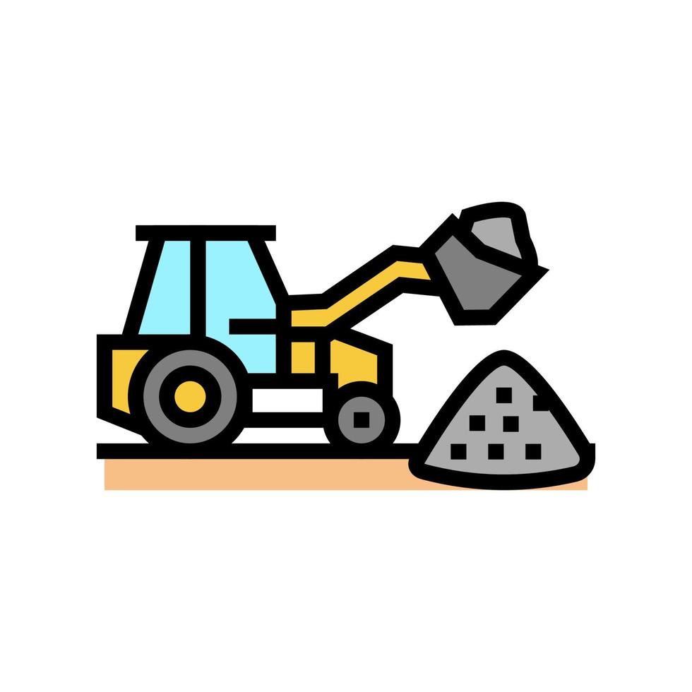 illustrazione vettoriale dell'icona del colore della macchina per il caricamento della ghiaia in pietra del trattore
