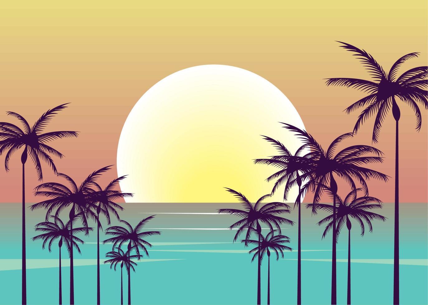 paesaggio marino della spiaggia con le palme vettore