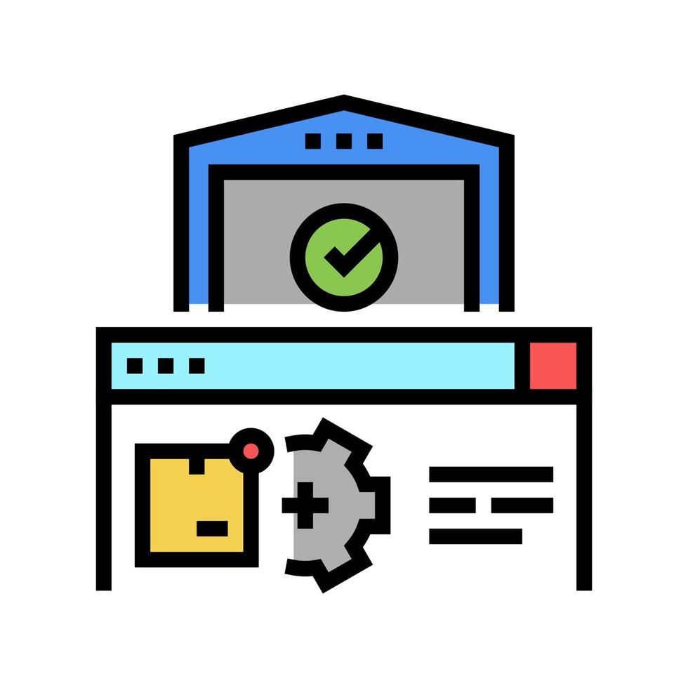 illustrazione vettoriale dell'icona del colore del processo logistico del magazzino