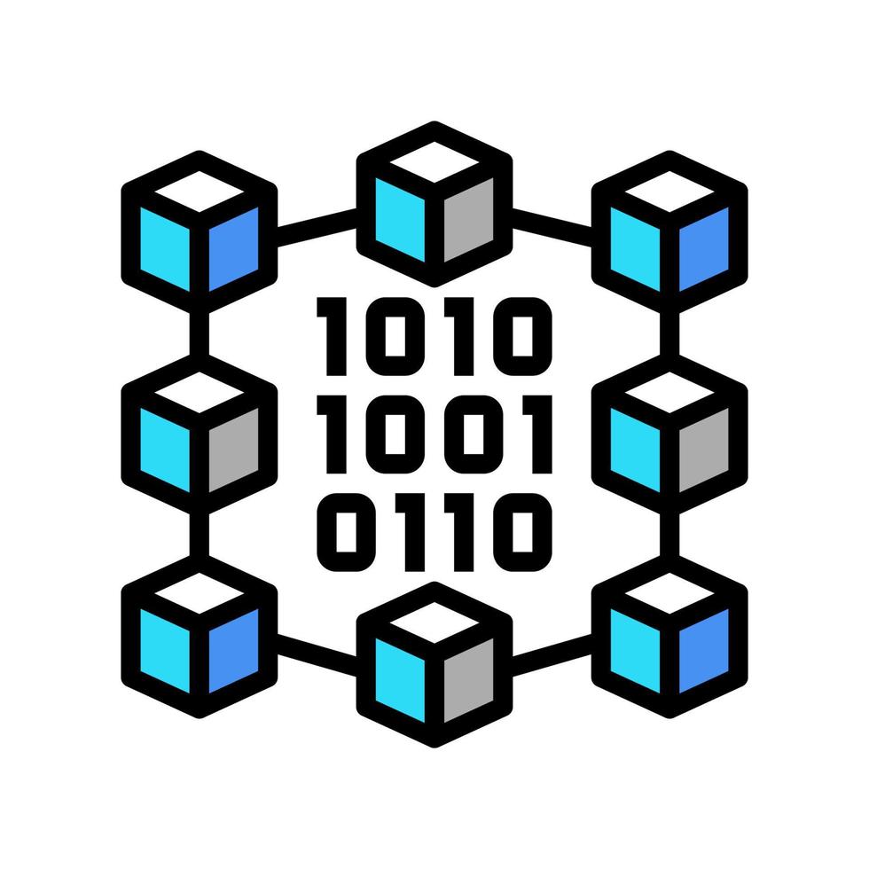 illustrazione vettoriale dell'icona del colore della rete neurale binaria