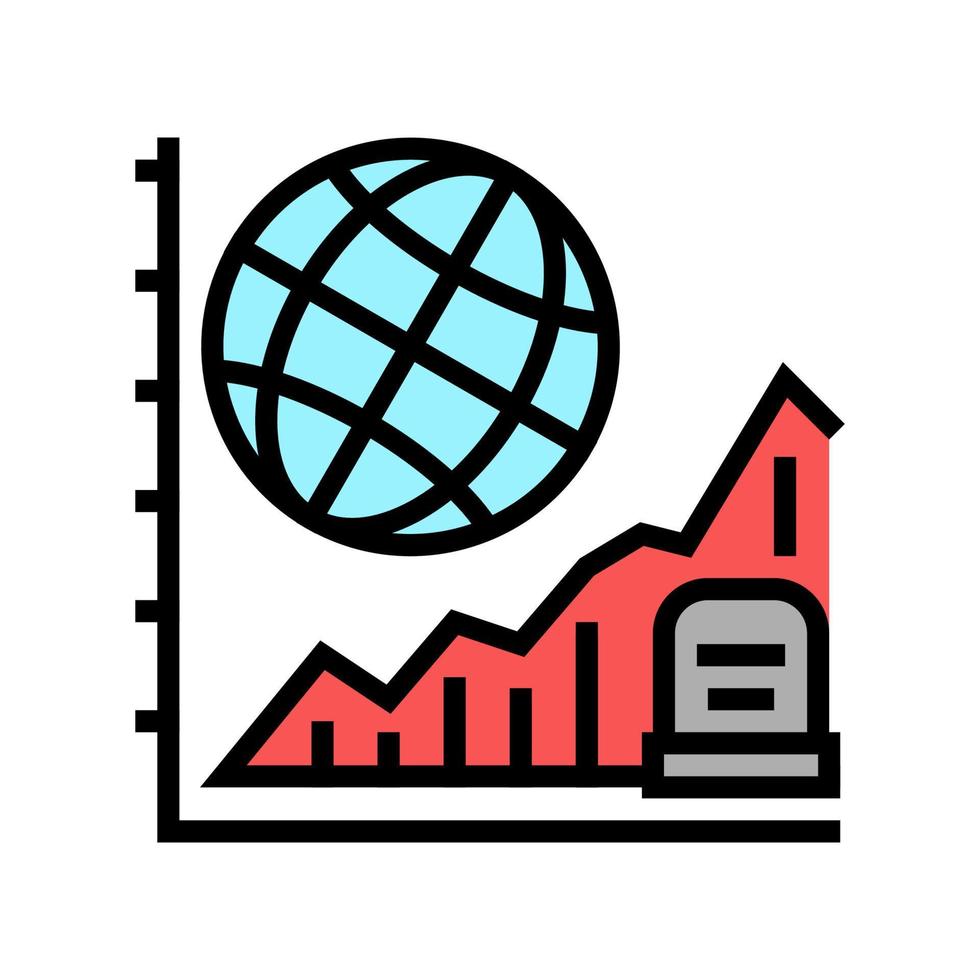 fame, aumento della mortalità problema della povertà icona colore illustrazione vettoriale