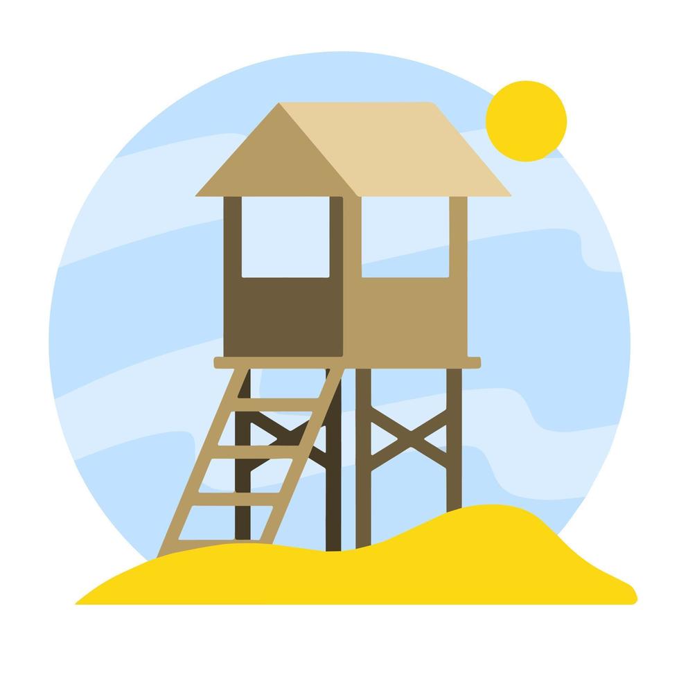 torre della spiaggia di salvataggio. torre di guardia marina. vettore