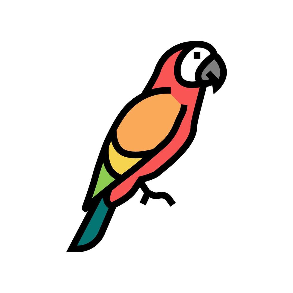 illustrazione vettoriale dell'icona del colore dell'uccello tropicale del pappagallo