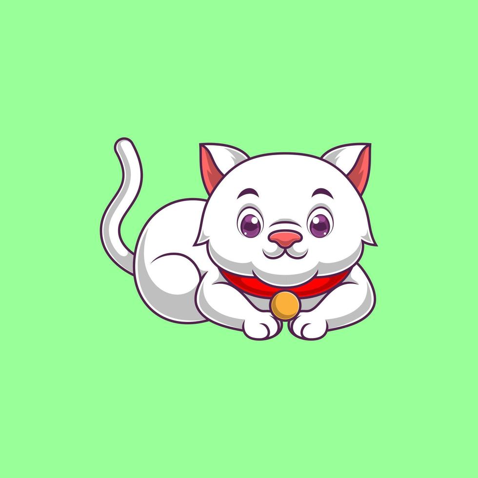 simpatico cartone animato gatto su sfondo colorato vettore