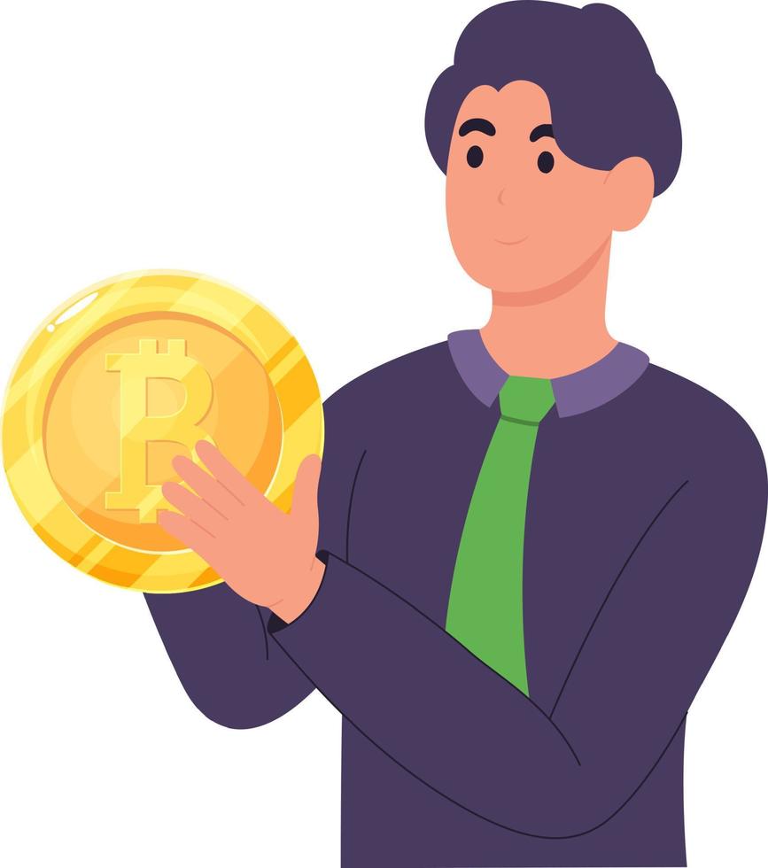 criptovaluta e tecnologia blockchain investimenti in denaro digitale e commercio di bitcoin illustrazioni del concetto vettore