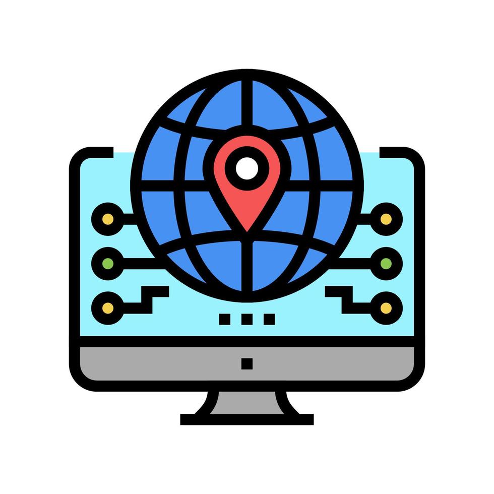 illustrazione vettoriale dell'icona del colore della logistica globale piatta