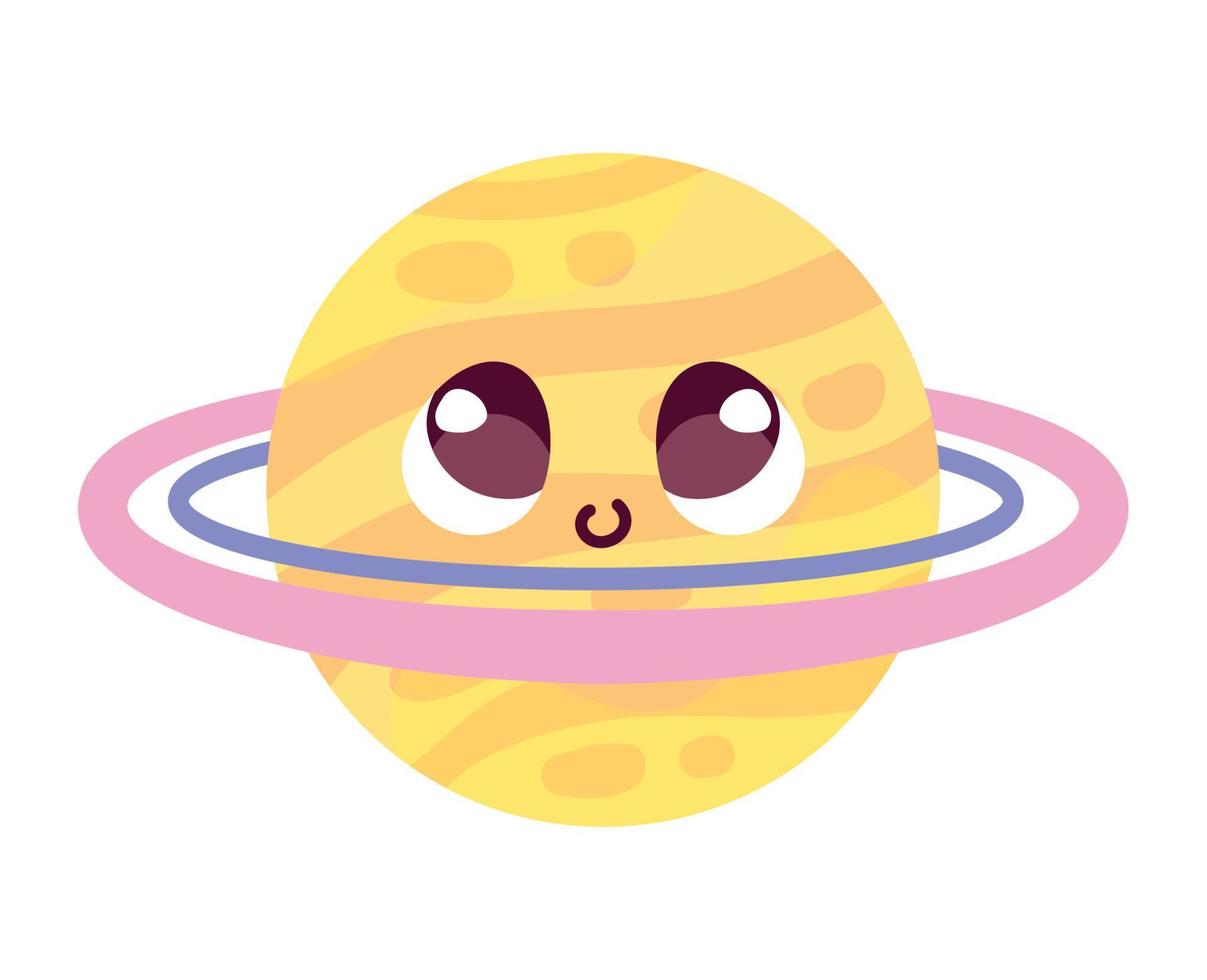 pianeta kawaii saturno vettore