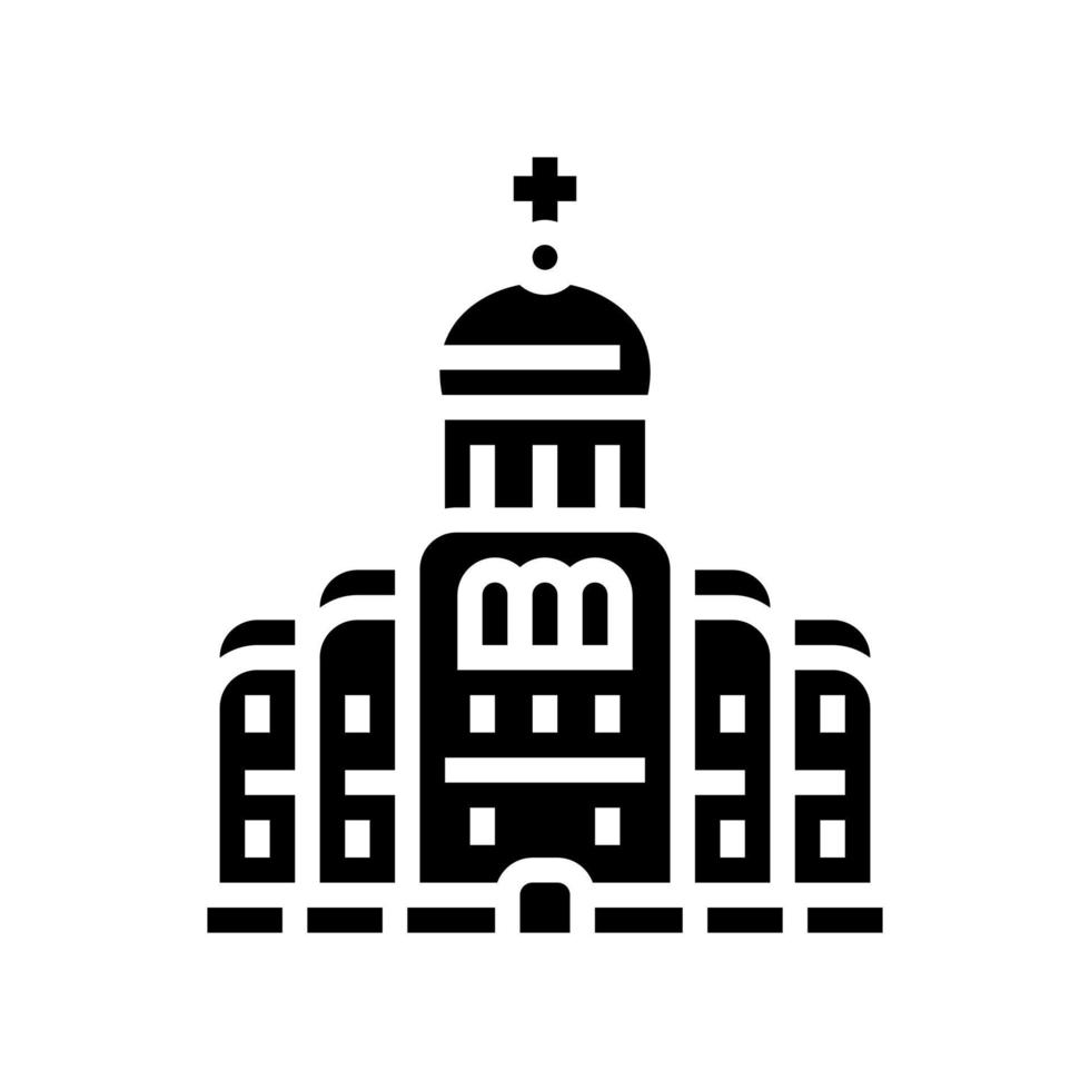 illustrazione vettoriale dell'icona del glifo della costruzione del cristianesimo della chiesa o del monastero