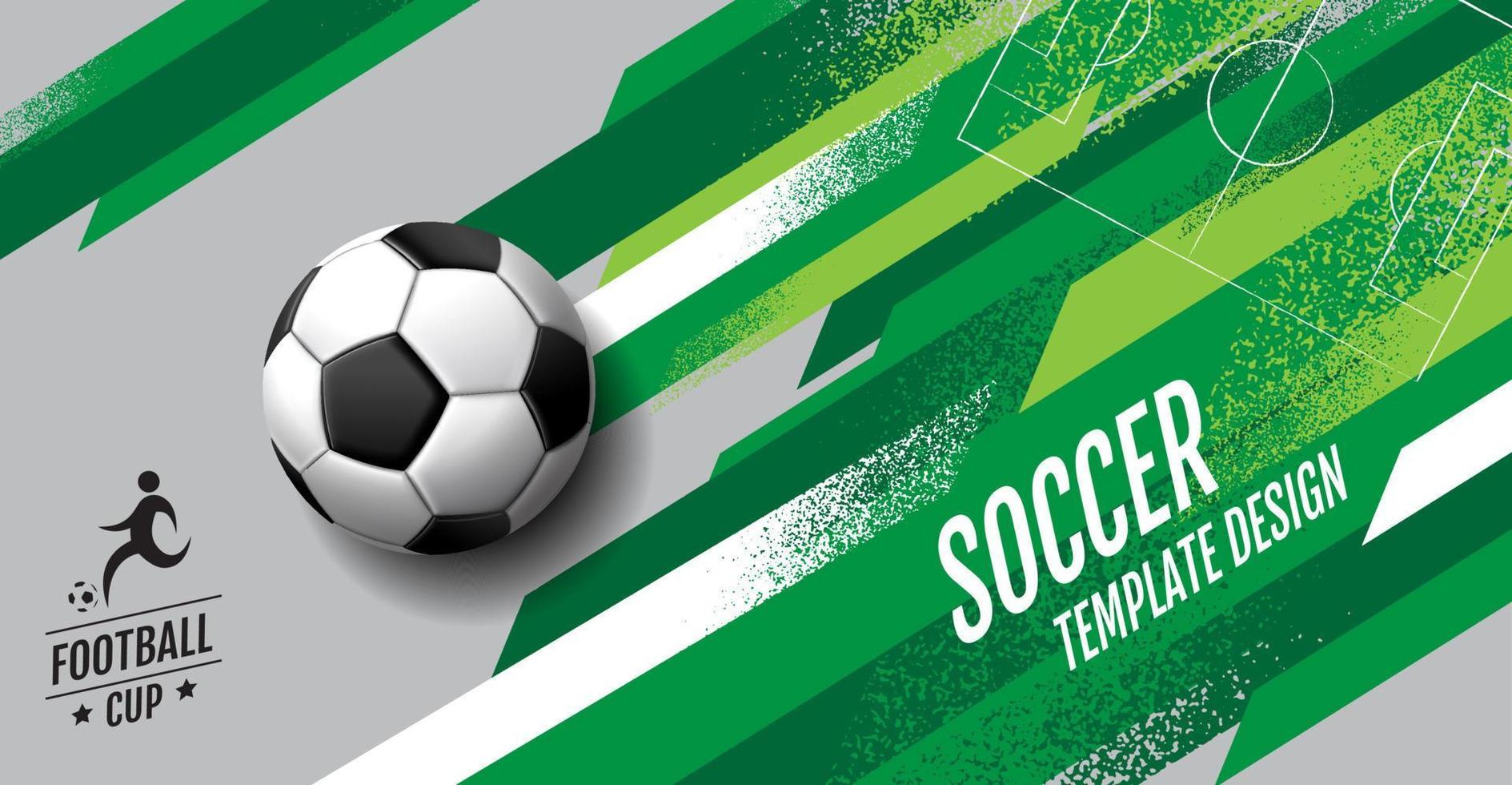 design del modello di calcio, banner di calcio, design del layout sportivo, tema verde, vettore