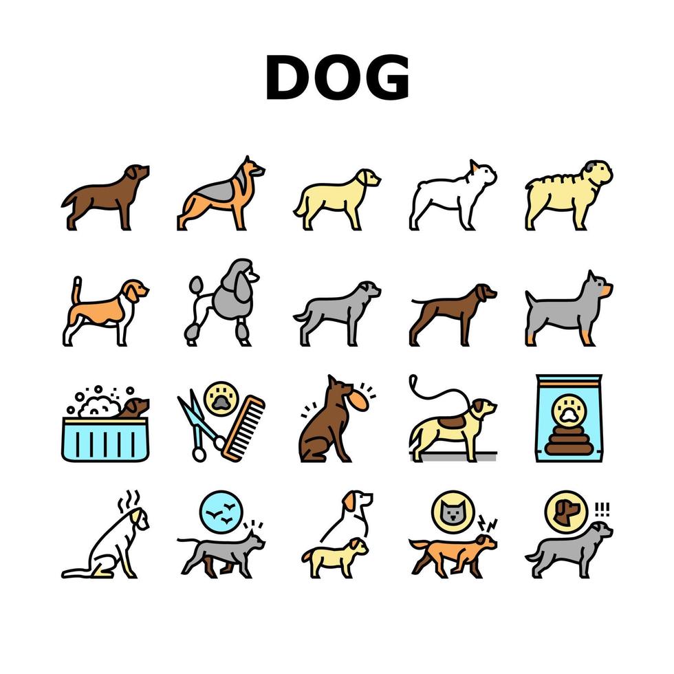 icone della raccolta degli animali domestici del cane impostano il vettore
