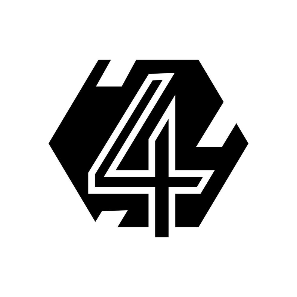 illustrazione vettoriale dell'icona del glifo del quarto numero