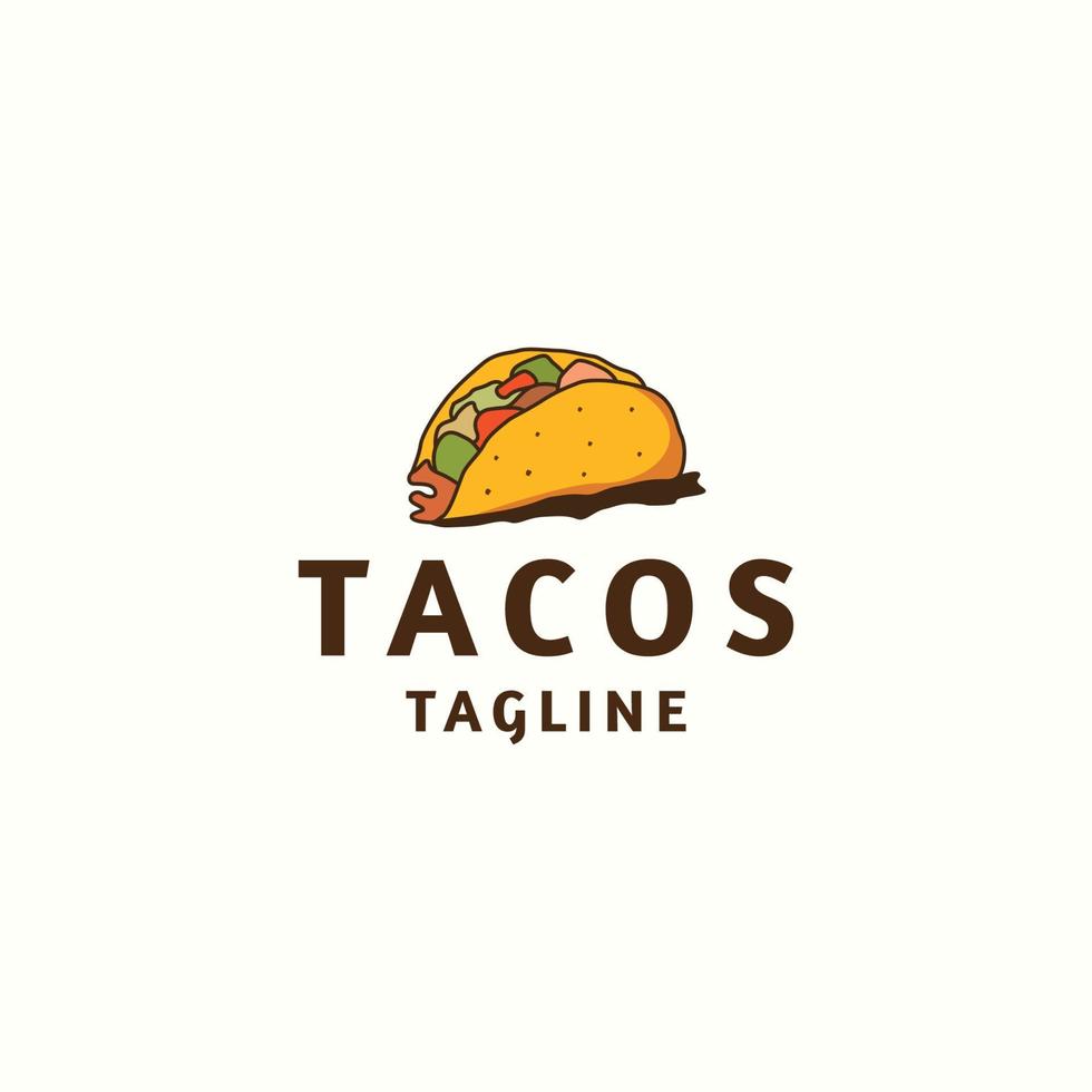 illustrazione vettoriale piatta del modello di progettazione dell'icona del logo del cibo di tacos