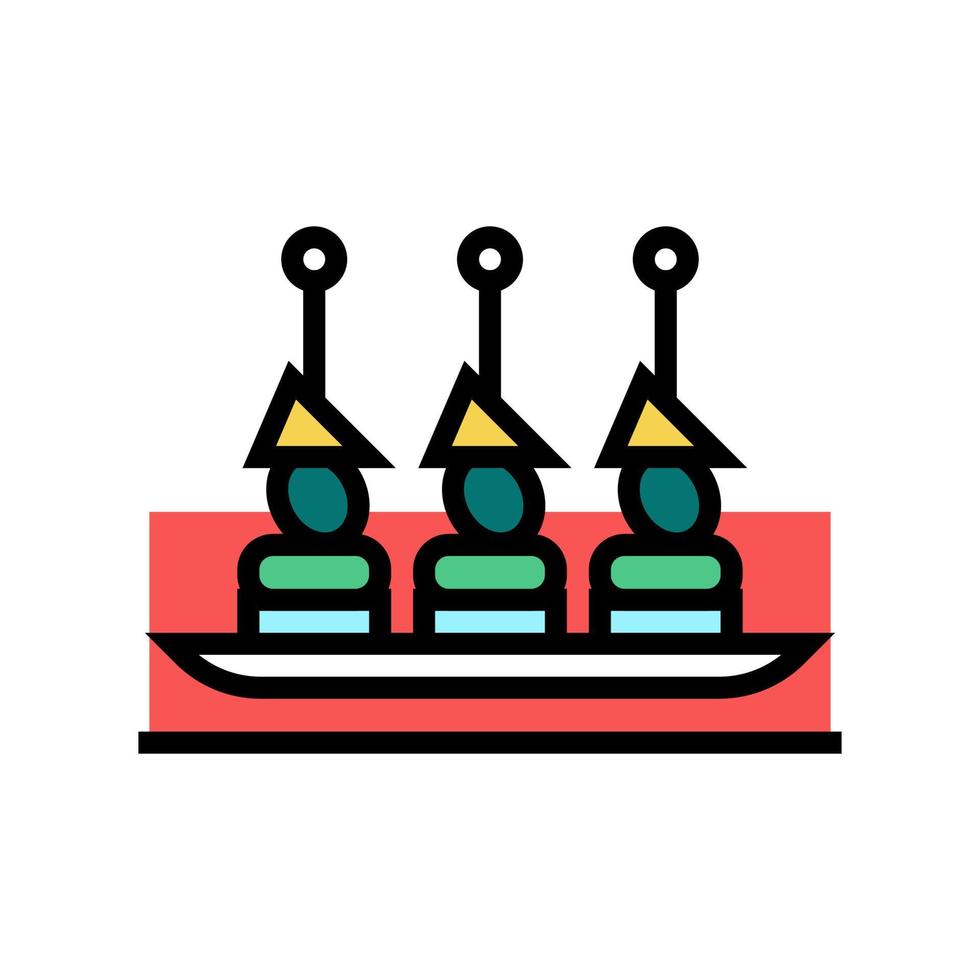 illustrazione vettoriale dell'icona del colore dello spuntino delle tartine