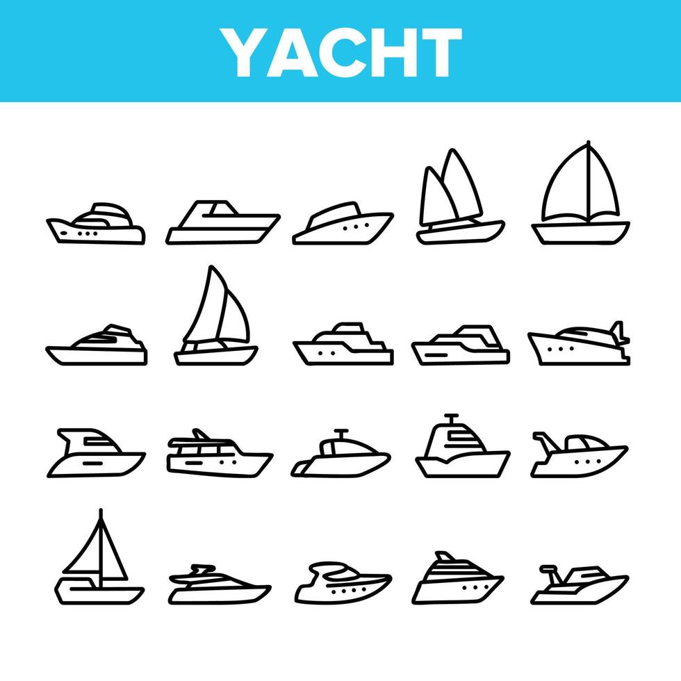 icone della raccolta del trasporto marittimo dell'yacht impostano il vettore