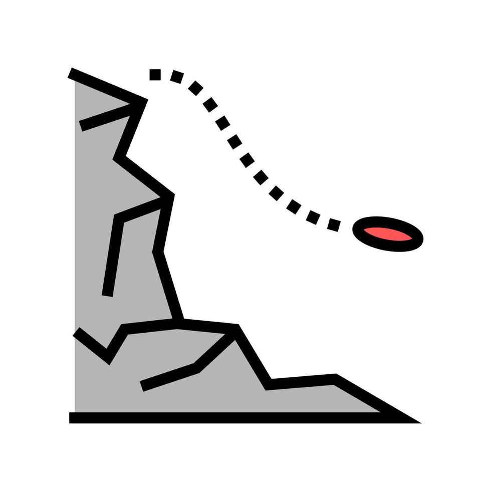 salta dall'illustrazione vettoriale dell'icona del colore della montagna