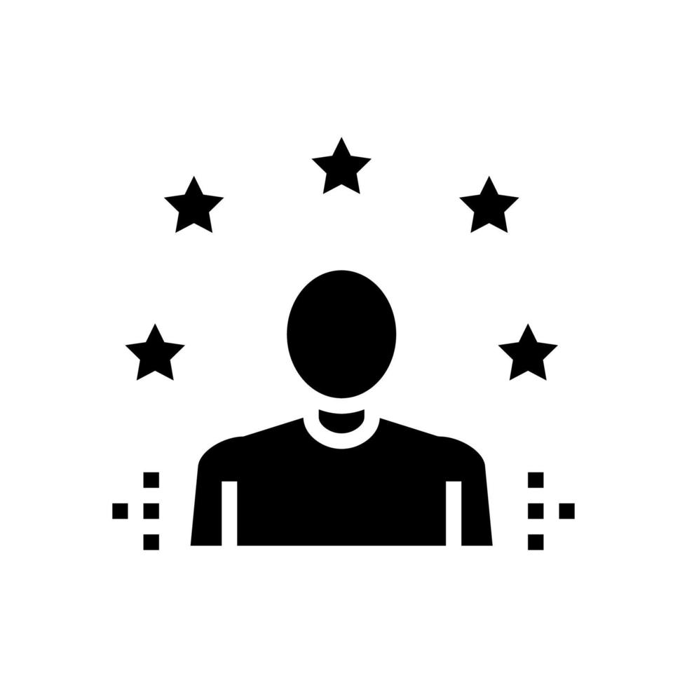 umano con stelle recensione icona glifo illustrazione vettoriale