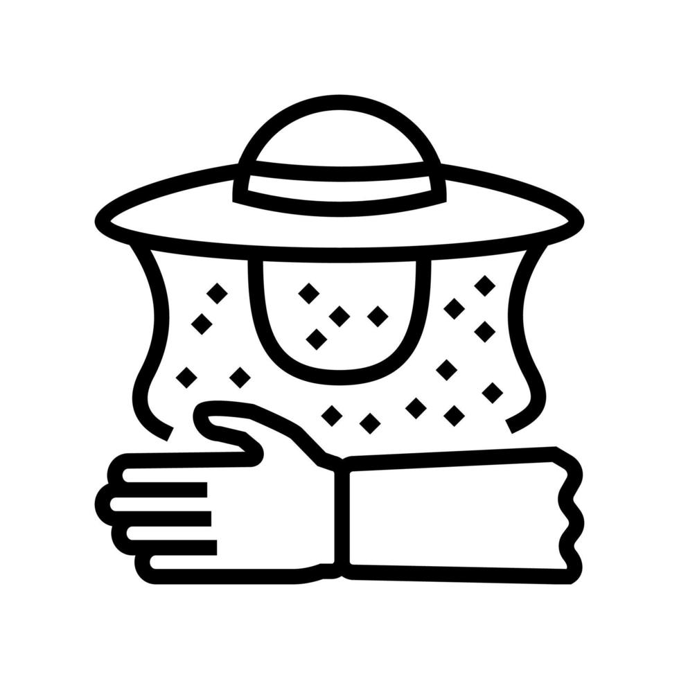 illustrazione vettoriale dell'icona della linea di abbigliamento per apicoltura