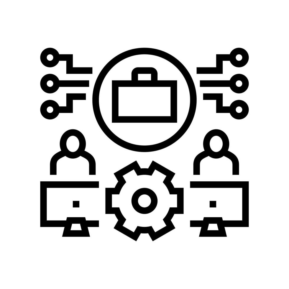 illustrazione vettoriale dell'icona della linea del sistema di lavoro