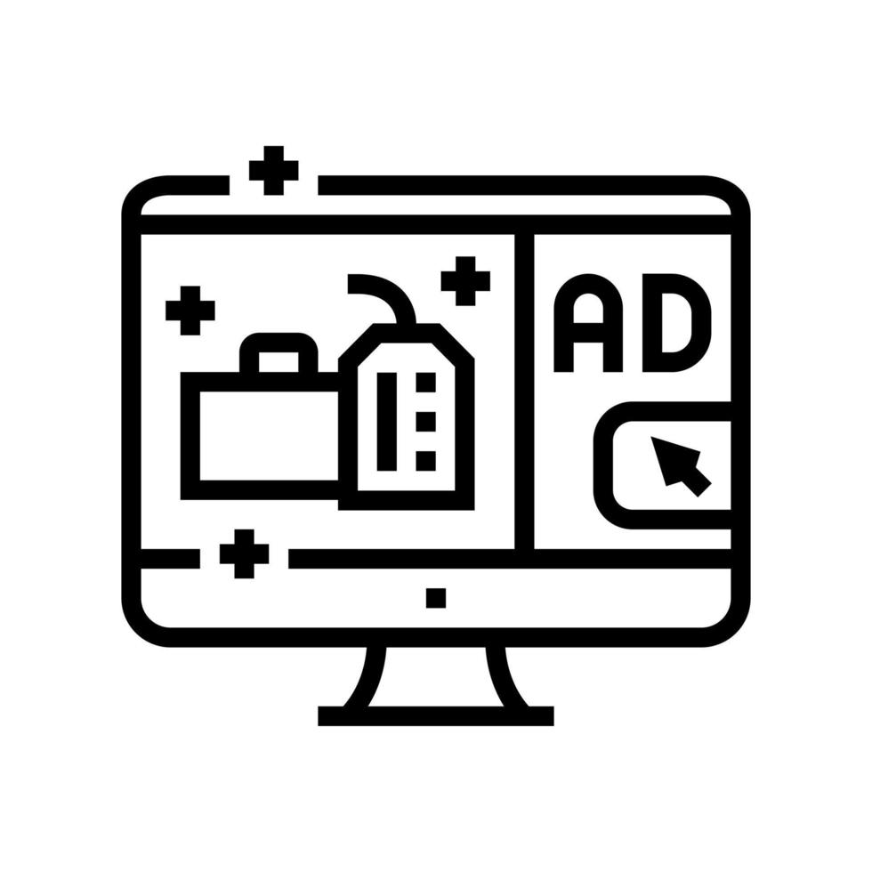 illustrazione vettoriale dell'icona della linea di pubblicità online