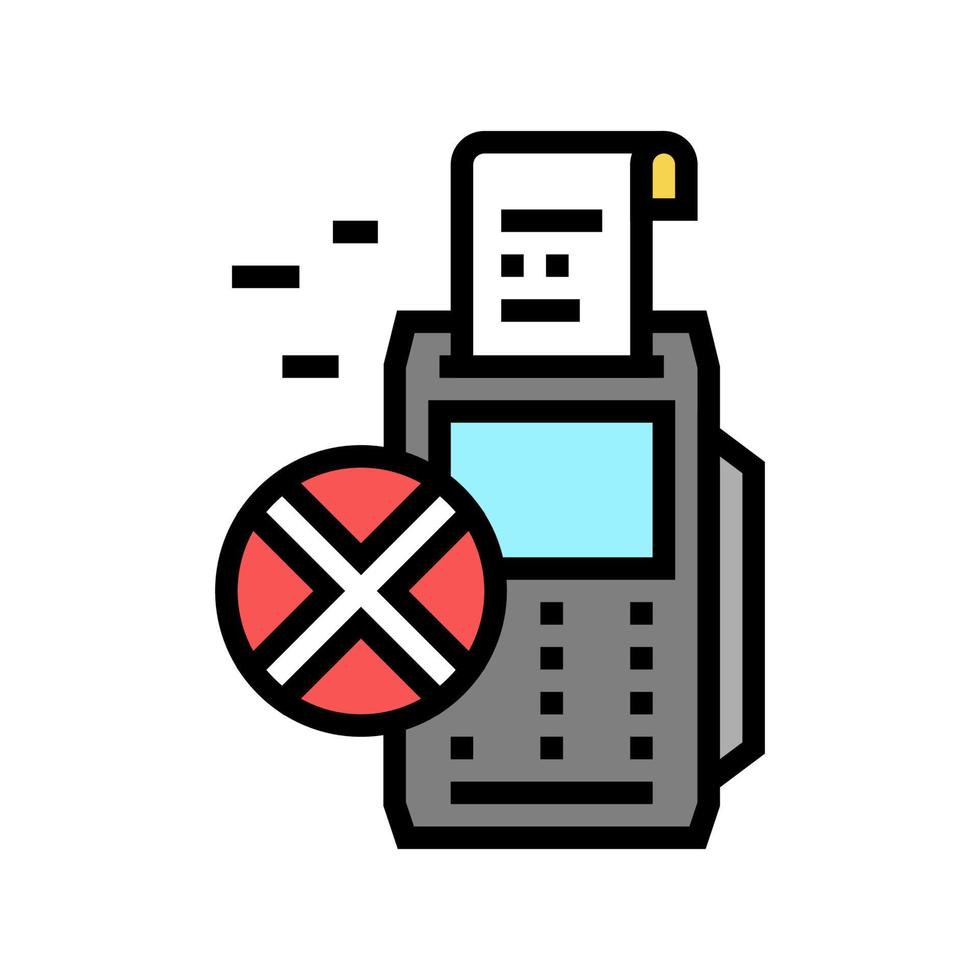 rifiuto pagamento terminale pos colore icona illustrazione vettoriale