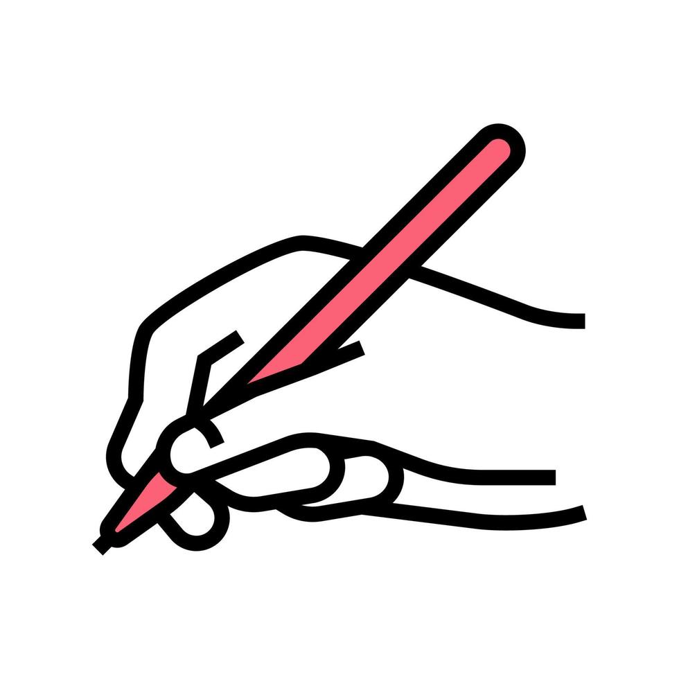 illustrazione vettoriale dell'icona del colore della penna della tenuta della mano di scrittura