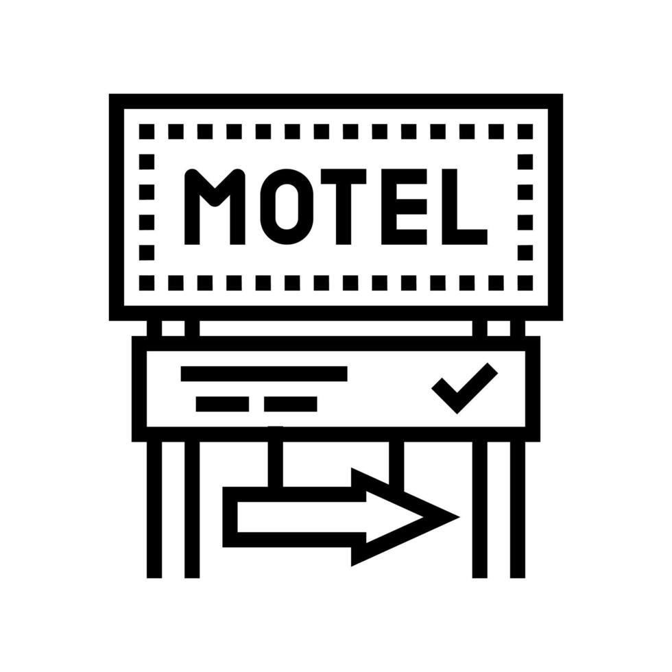 illustrazione di vettore dell'icona della linea del motel del contrassegno di pubblicità stradale