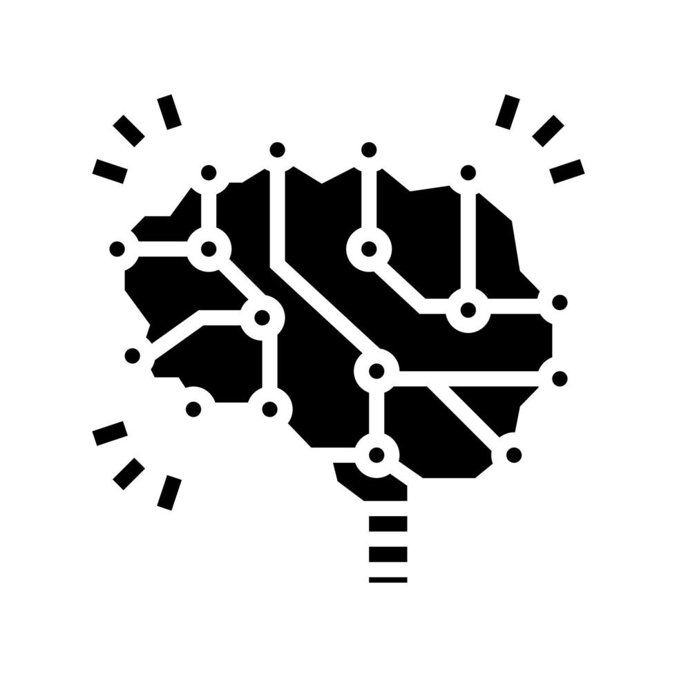 illustrazione vettoriale dell'icona del glifo cerebrale della conoscenza dei neuroni