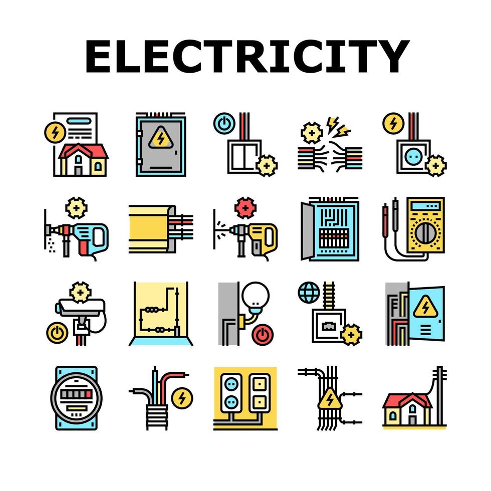 icone dello strumento di installazione elettrica impostano il vettore