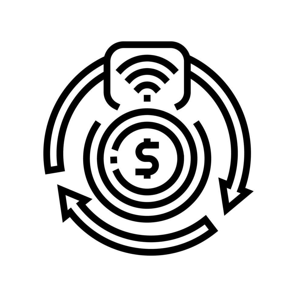 illustrazione vettoriale dell'icona della linea contactless della transazione