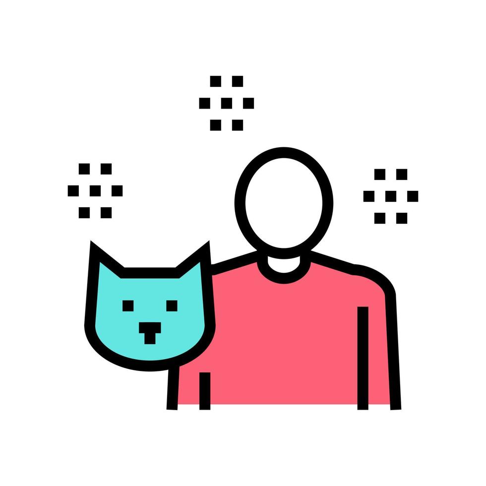 illustrazione vettoriale dell'icona del colore del proprietario del gatto