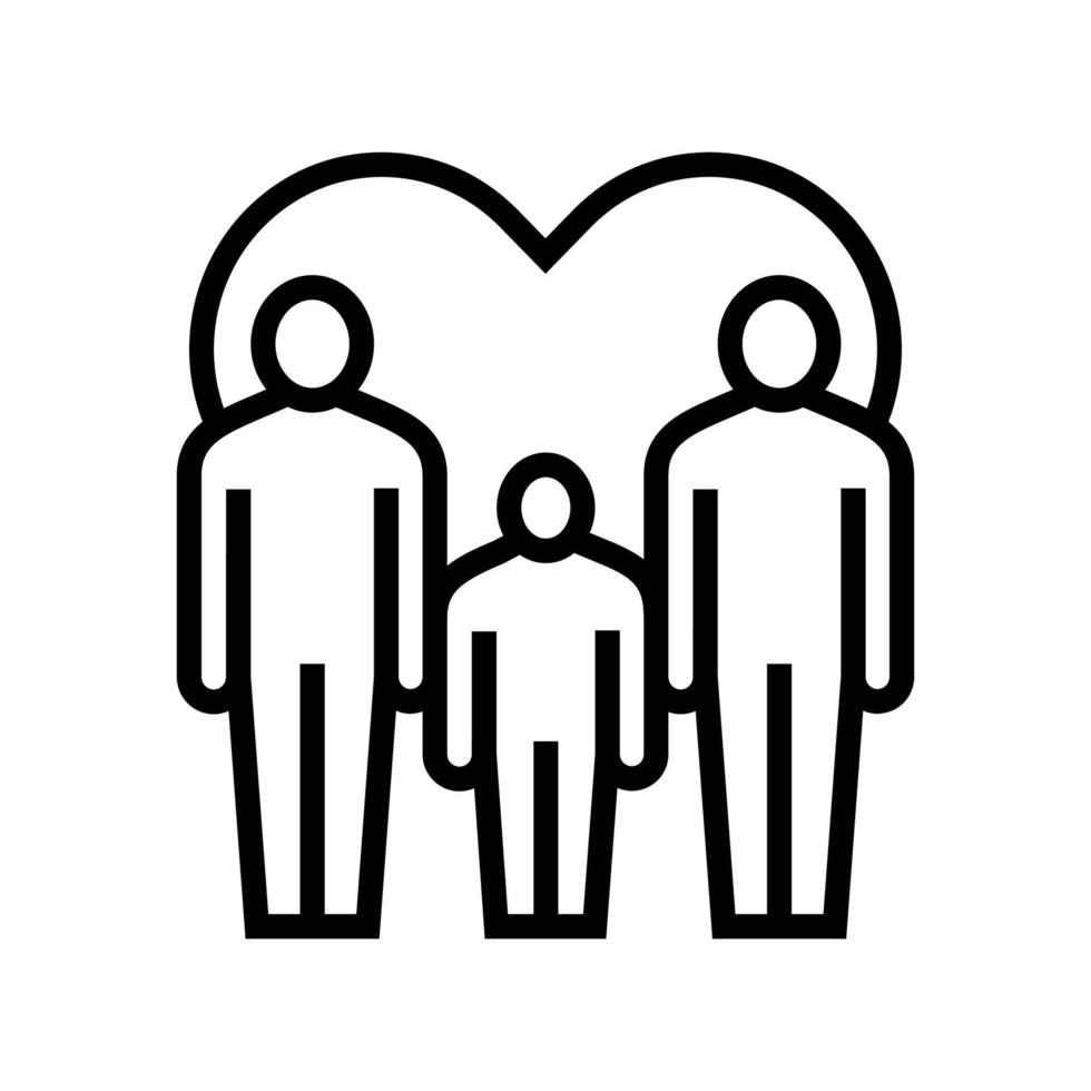 uomini gay stesso sesso coppia adozione linea icona illustrazione vettoriale