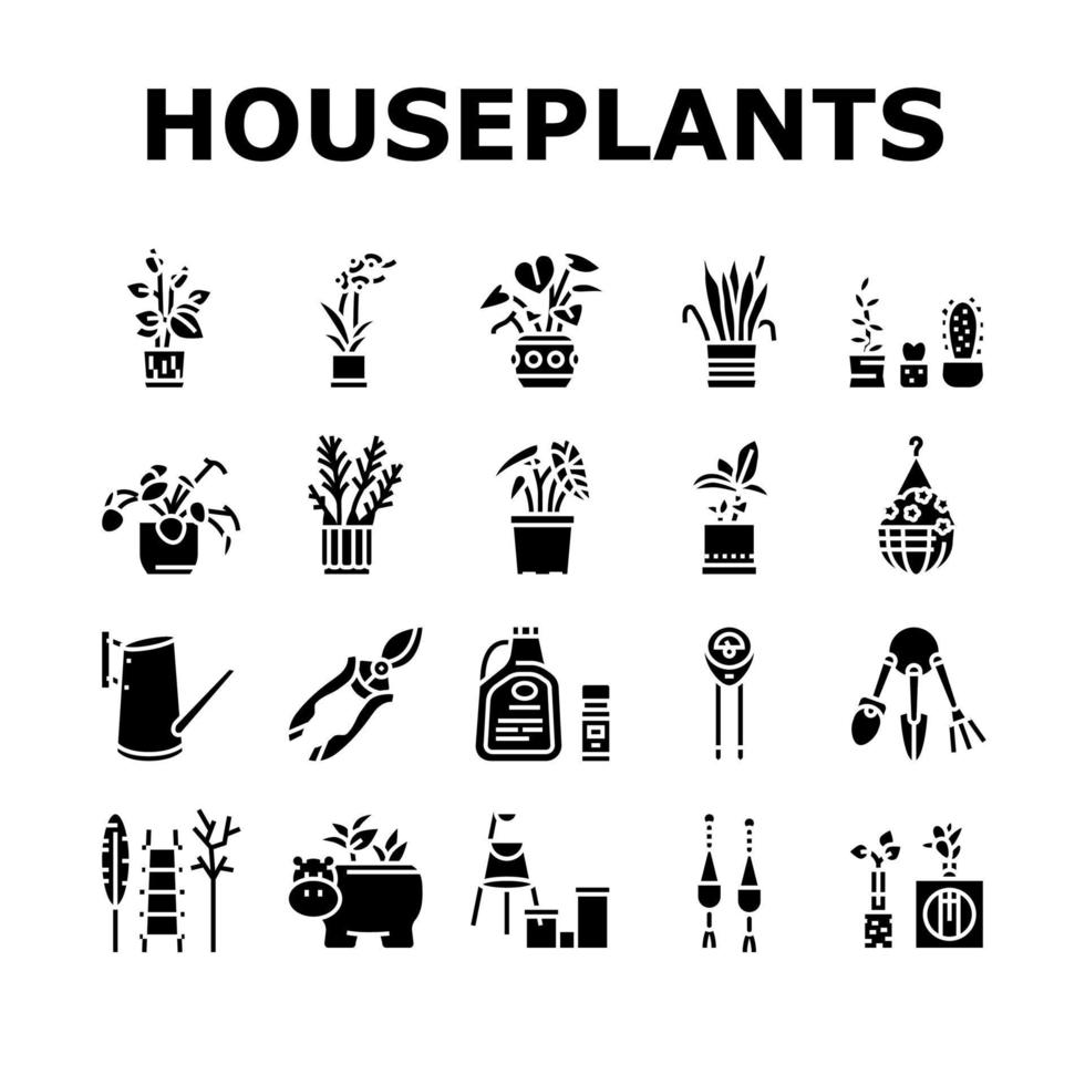 icone della raccolta di vendita del negozio di piante d'appartamento impostate il vettore