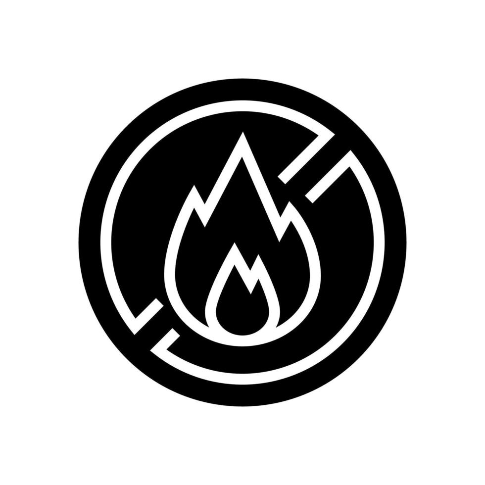 illustrazione vettoriale dell'icona del glifo del segno di divieto di combustione del fuoco
