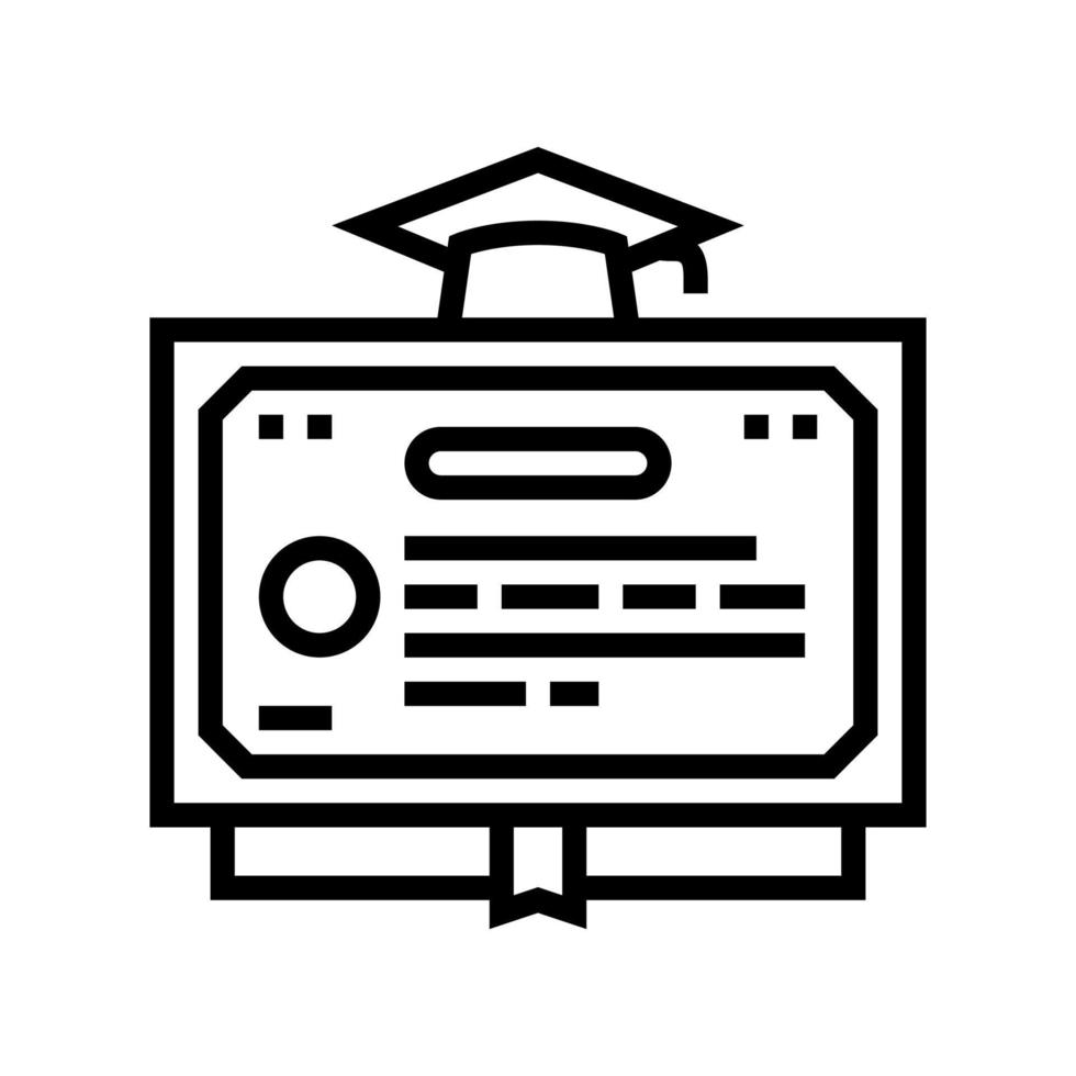 illustrazione vettoriale dell'icona della linea del certificato di istruzione del diploma