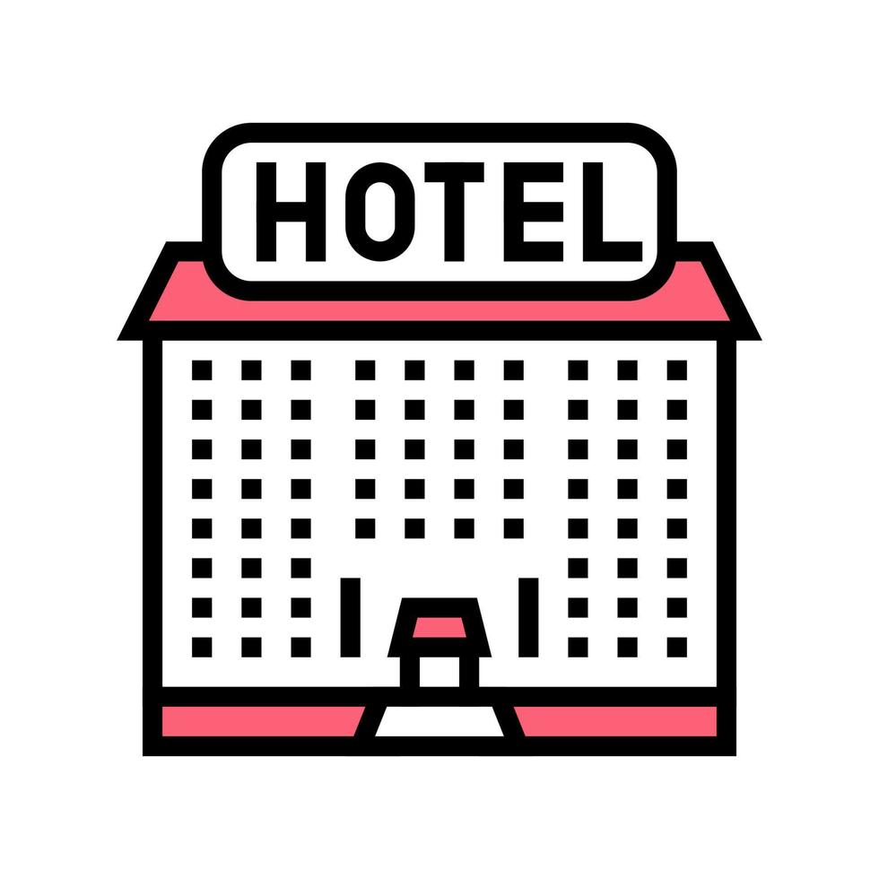illustrazione vettoriale dell'icona del colore dell'edificio dell'hotel