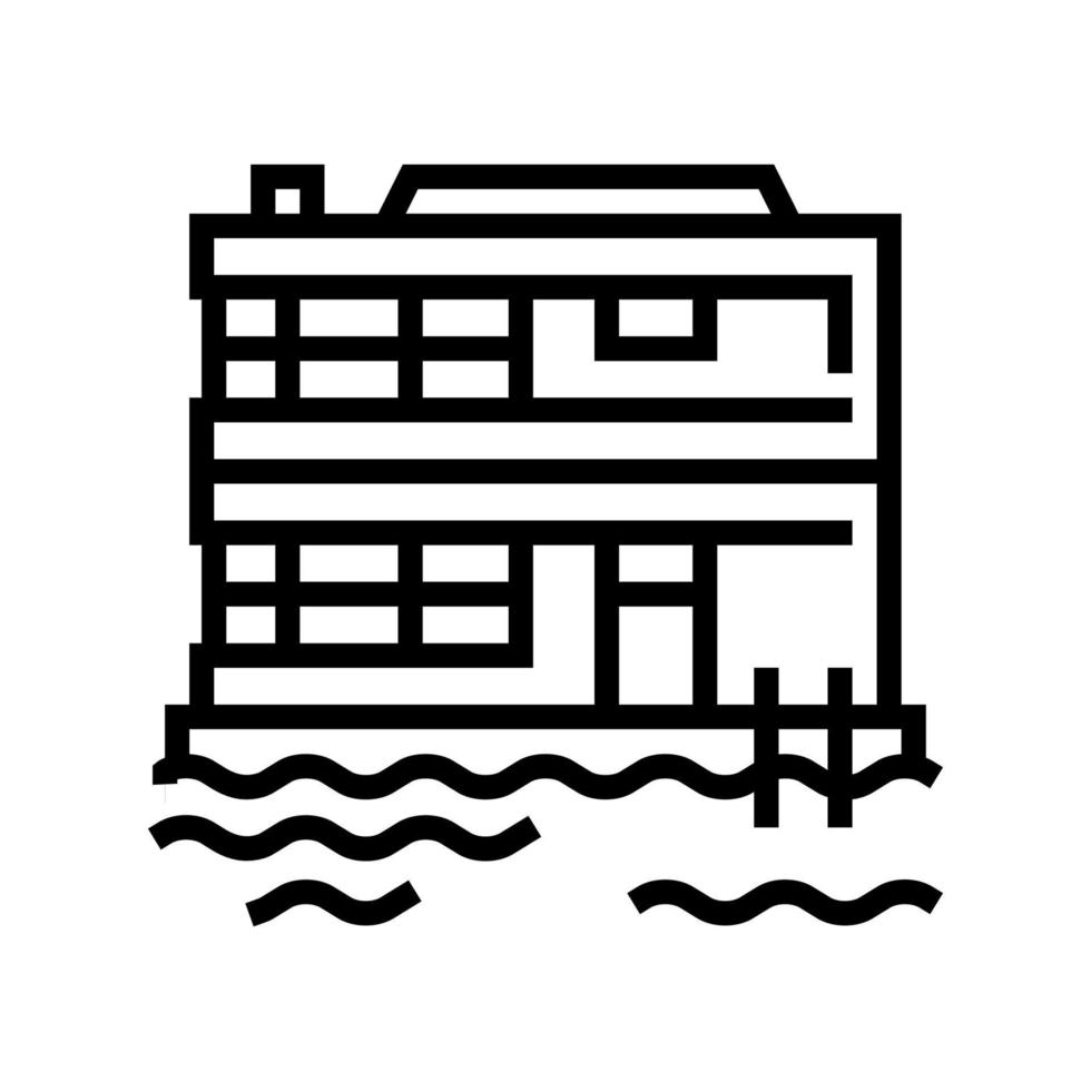 galleggiante sull'acqua residenza casa linea icona illustrazione vettoriale