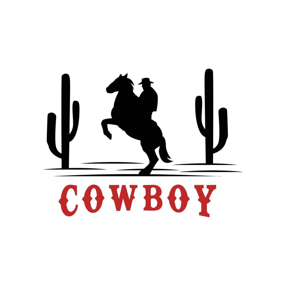 silhouette di figura di cowboy nel vettore di lazo del cavallo