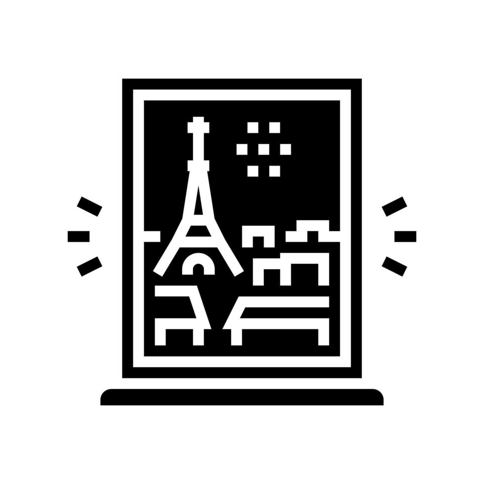 vista dalla finestra sull'illustrazione vettoriale dell'icona del glifo di Parigi
