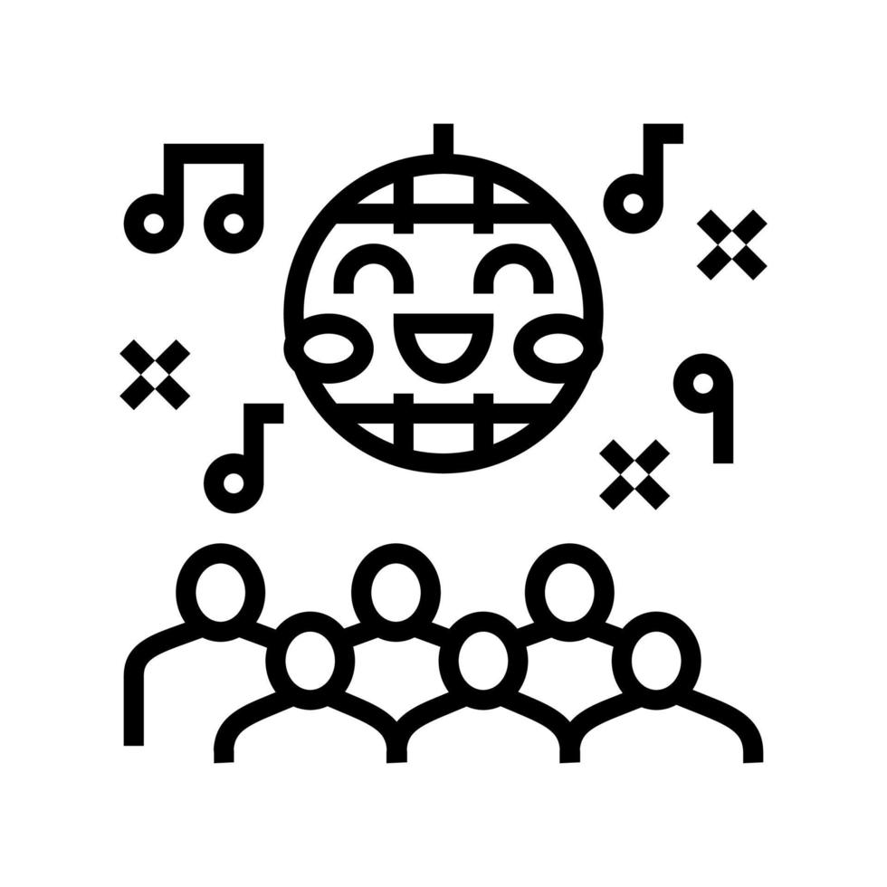 illustrazione vettoriale dell'icona della linea della festa dei bambini della discoteca