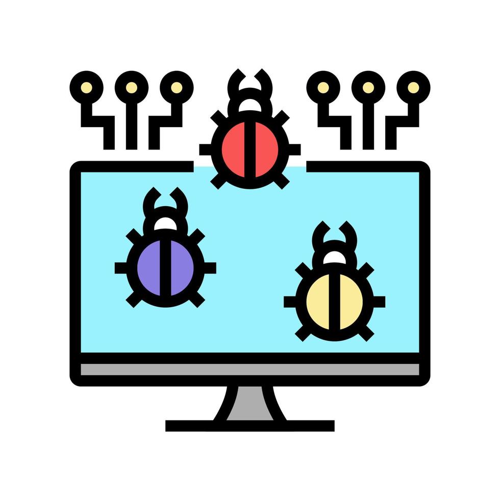 illustrazione vettoriale dell'icona del colore del virus informatico