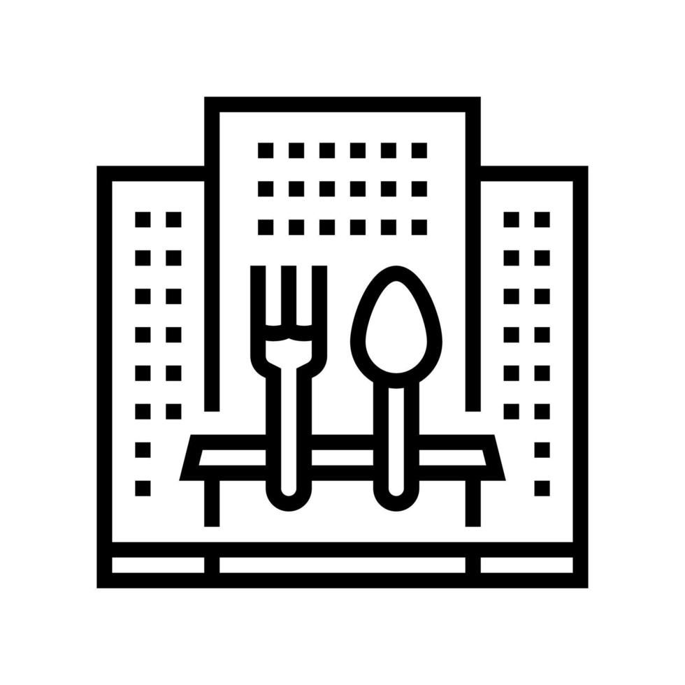 illustrazione vettoriale dell'icona della linea del servizio di ristorazione dell'hotel