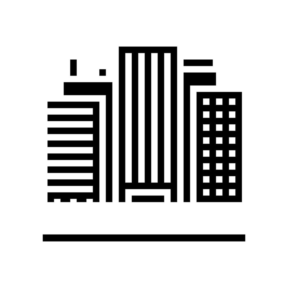 terra di grattacieli icona glifo illustrazione vettoriale