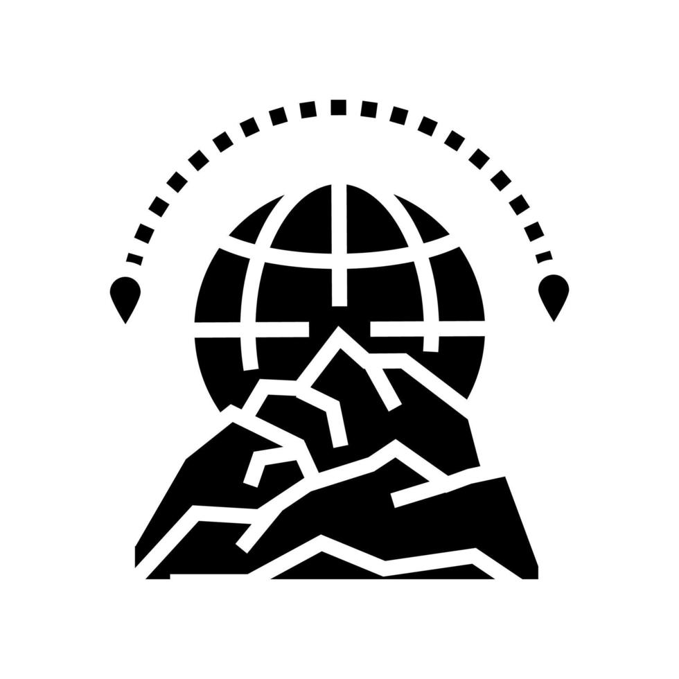 illustrazione vettoriale dell'icona del glifo del turismo di montagna