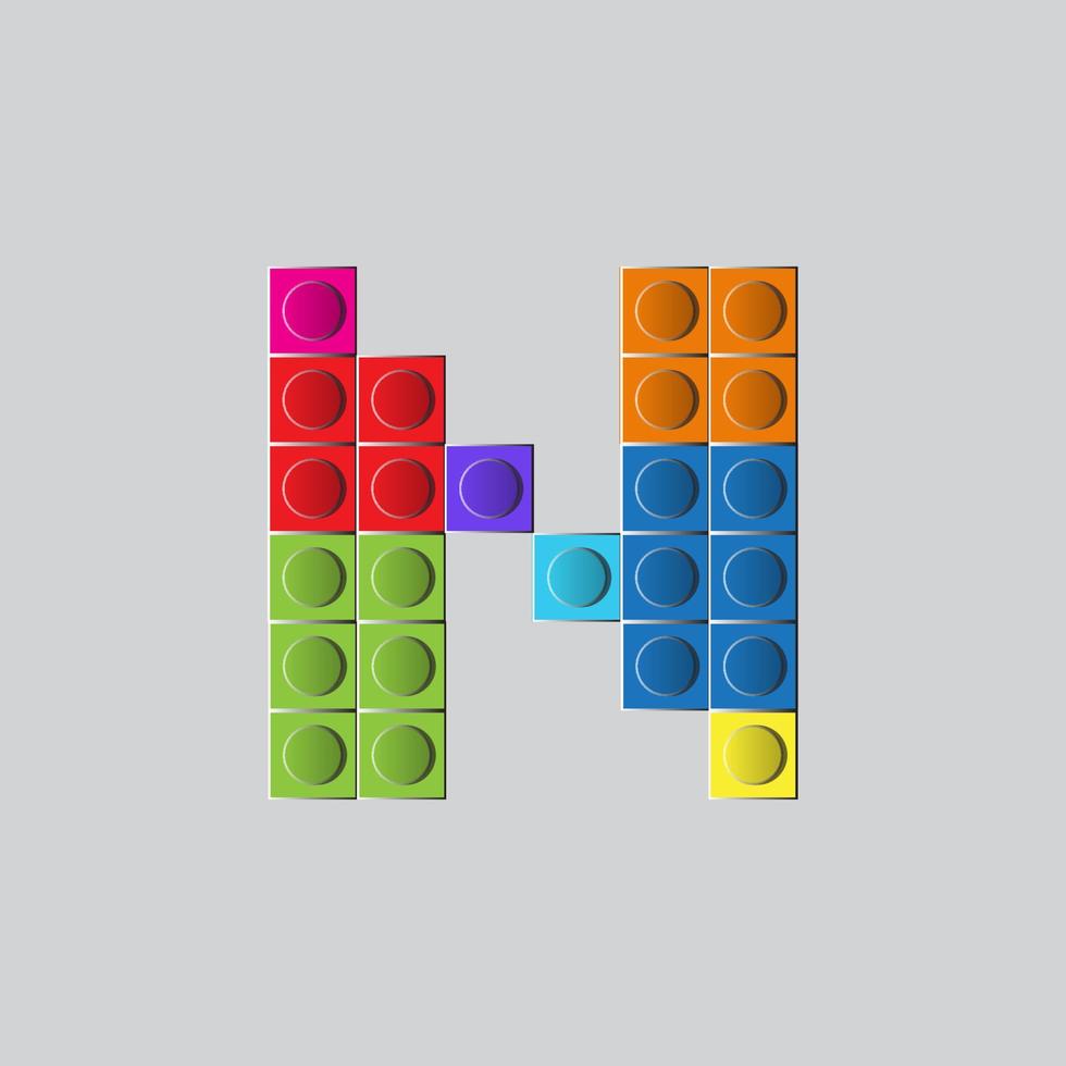 colorato gioco blocco mattoni giocattoli carattere tipografico lettera a vettore