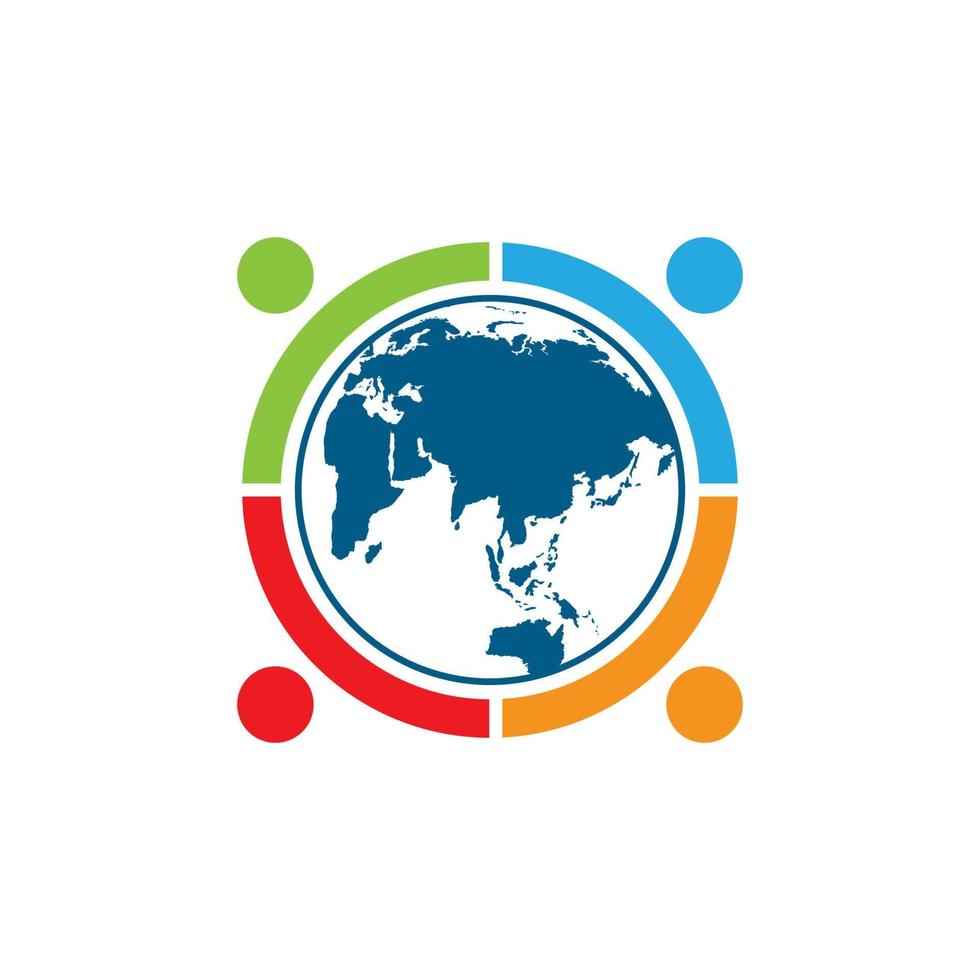 logo della comunità mondiale con persone e illustrazione del globo vettore