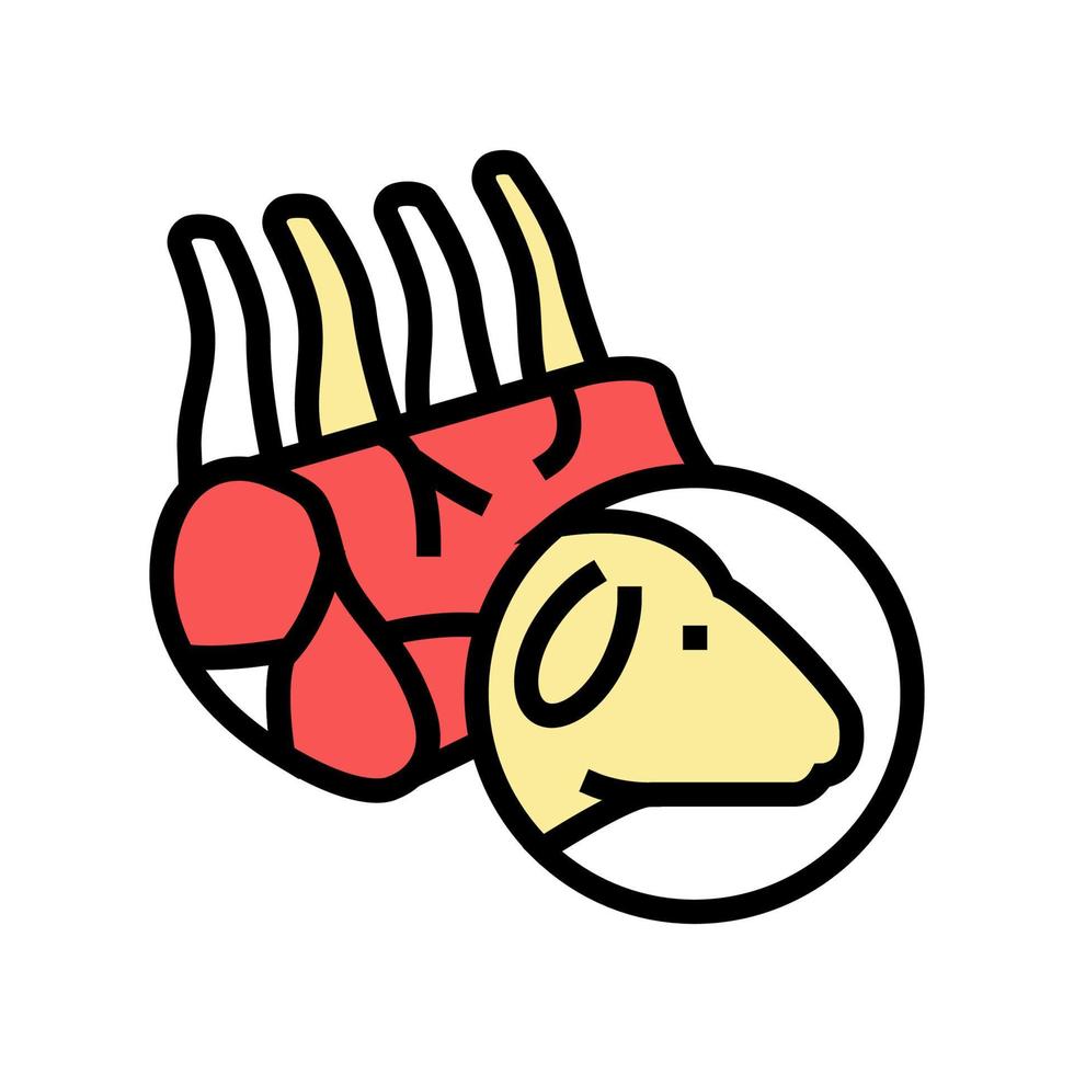 illustrazione vettoriale dell'icona del colore della carne di montone