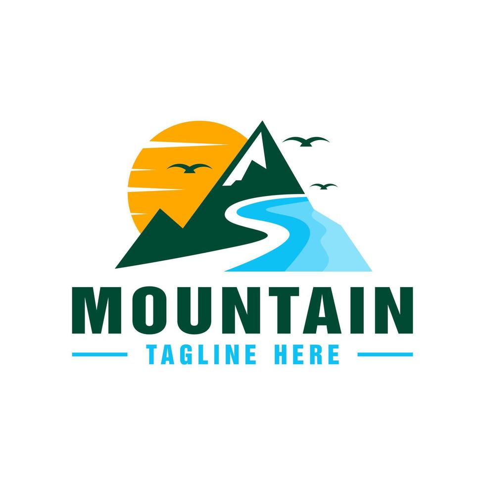 design del logo dell'illustrazione del paesaggio di montagna vettore