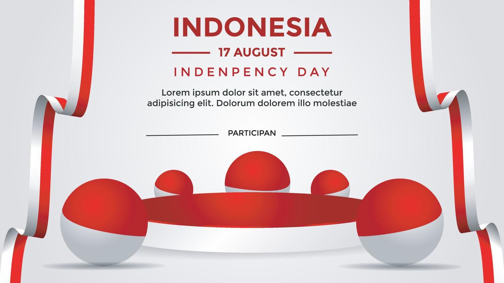 modello di banner a tema festa dell'indipendenza indonesiana vettore