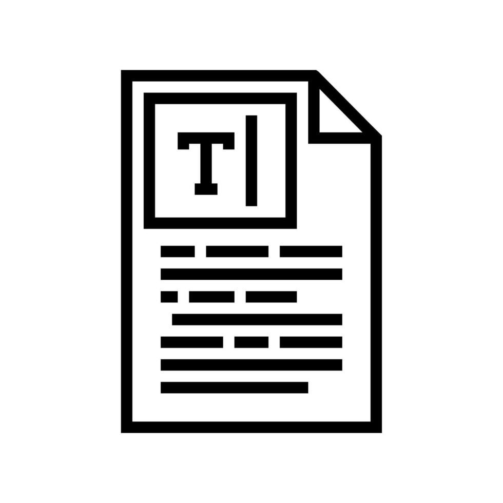 illustrazione vettoriale dell'icona della linea di testo di copywriting