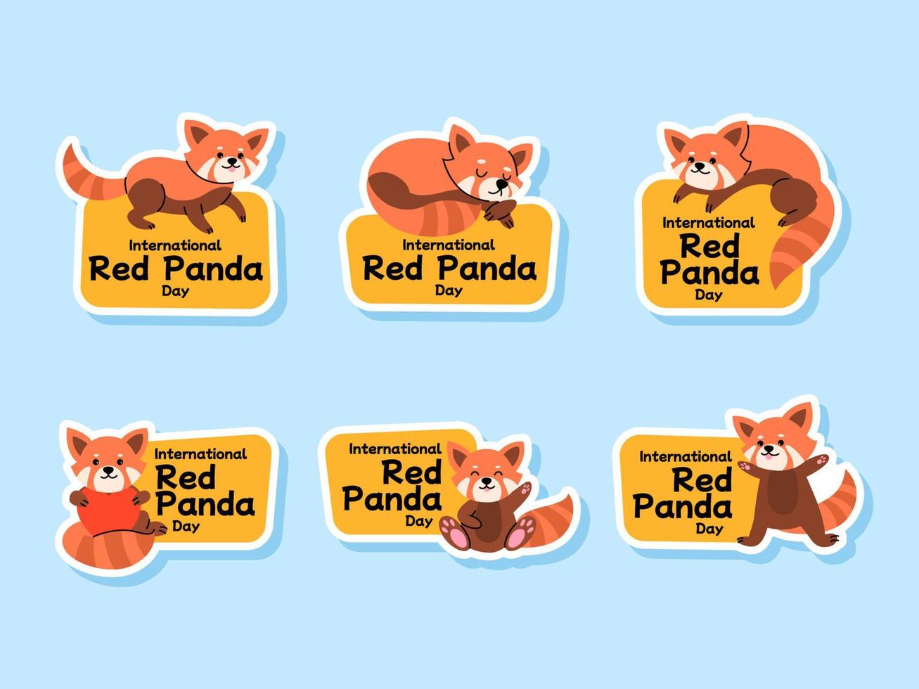 set di adesivi per il giorno internazionale del panda rosso vettore
